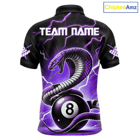 Purple 8 Ball Lightning Thunder Cobra Snake Billiard Shirt For Men Custom Pool Team Jersey TDM5875