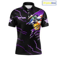 Load image into Gallery viewer, Purple 8 Ball Lightning Thunder Cobra Snake Billiard Shirt For Men Custom Pool Team Jersey TDM5875