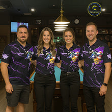 Load image into Gallery viewer, Purple 8 Ball Lightning Thunder Cobra Snake Billiard Shirt For Men Custom Pool Team Jersey TDM5875