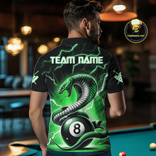 Load image into Gallery viewer, Green 8 Ball Lightning Thunder Cobra Snake Billiard Shirt For Men Custom Pool Team Jersey TDM5876
