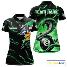 Load image into Gallery viewer, Green 8 Ball Lightning Thunder Cobra Snake Billiard Shirt For Women Custom Pool Team Jersey TDM5876
