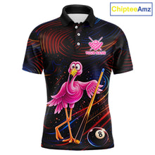 Load image into Gallery viewer, Funny Neon Flamingo 8 Ball Pool Billiard Shirt For Men Custom Billiard Team Jersey Polo &amp; 1/4 Zip TDM6256