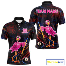 Load image into Gallery viewer, Funny Neon Flamingo 8 Ball Pool Billiard Shirt For Men Custom Billiard Team Jersey Polo &amp; 1/4 Zip TDM6256