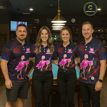 Load image into Gallery viewer, Funny Neon Flamingo 8 Ball Pool Billiard Shirt For Men Custom Billiard Team Jersey Polo &amp; 1/4 Zip TDM6256
