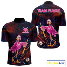 Load image into Gallery viewer, Funny Neon Flamingo 8 Ball Pool Billiard Shirt For Men Custom Billiard Team Jersey Polo &amp; 1/4 Zip TDM6256