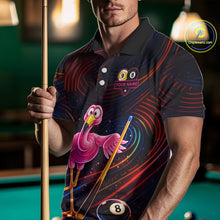 Load image into Gallery viewer, Funny Neon Flamingo 8 Ball &amp; 9 Ball Billiard Shirt For Men Custom Pool Team Jersey Polo &amp; 1/4 Zip TDM6257