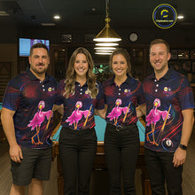 Load image into Gallery viewer, Funny Neon Flamingo 8 Ball &amp; 9 Ball Billiard Shirt For Men Custom Pool Team Jersey Polo &amp; 1/4 Zip TDM6257