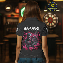Load image into Gallery viewer, Personalized Pink Skull Roses Gothic Romance Darts Shirt For Women, Dart Jersey Outfit, Dart Gifts TDM4145