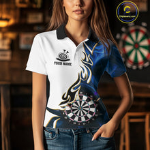 Load image into Gallery viewer, Personalized Blue Flaming Darts Jersey For Women Custom Darts Team Shirts Polo &amp; Quarter Zip TDM4512