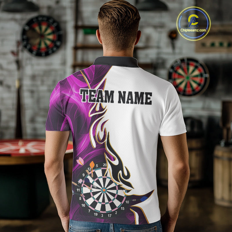 Personalized Purple Flaming Darts Jersey For Men Custom Darts Team Shirts Polo & Quarter Zip TDM4513
