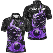 Load image into Gallery viewer, 3D Purple 8 Ball Fire Flame Custom Skull Billiard Shirts For Men Team League Billiard Jerseys TDM2449