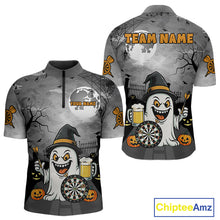Load image into Gallery viewer, Funny Ghostly Beer Halloween Darts Shirt For Men Custom Halloween Gifts For Darts Lover TDM4948
