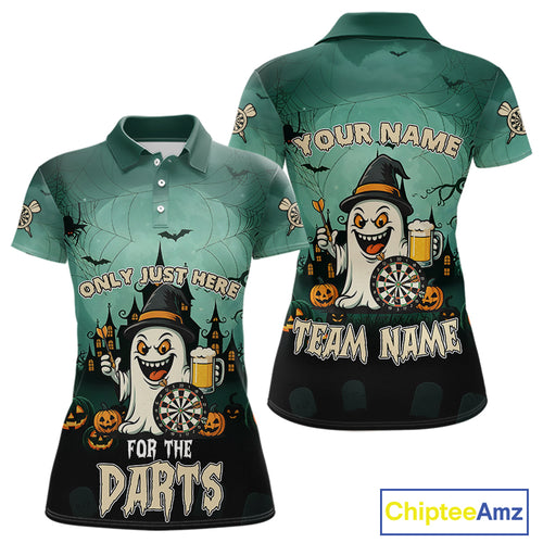 Only Just Here For The Darts Custom Halloween Darts Shirt For Women, Funny Ghostly Darts Team Jersey TDM4951