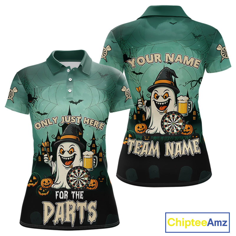 Only Just Here For The Darts Custom Halloween Darts Shirt For Women, Funny Ghostly Darts Team Jersey TDM4951