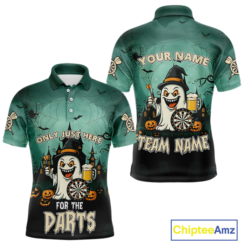 Only Just Here For The Darts Custom Halloween Darts Shirt For Men, Funny Ghostly Darts Team Jersey TDM4951