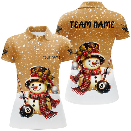 Funny Christmas Snow Effigy 8 Ball Pool Billiard Shirts For Women Custom Christmas Billiard Jerseys TDM2923