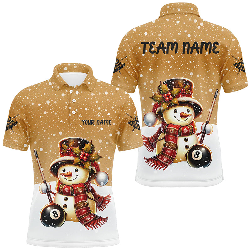 Funny Christmas Snow Effigy 8 Ball Pool Billiard Shirts For Men Custom Christmas Billiard Jerseys TDM2923