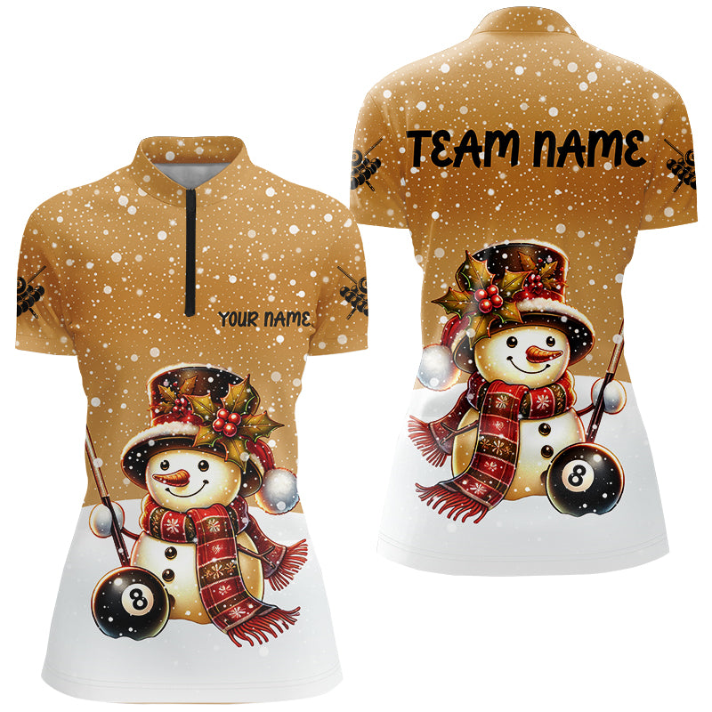 Funny Christmas Snow Effigy 8 Ball Pool Billiard Shirts For Women Custom Christmas Billiard Jerseys TDM2923