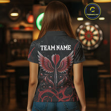 Load image into Gallery viewer, Black And Red Custom Wings Darts Shirts For Women, Darts Jersey Pocket Option TDM3839