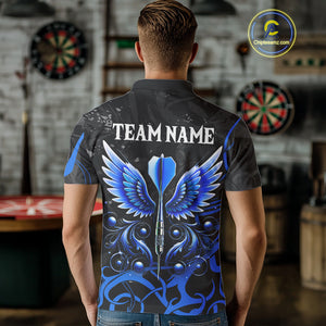 Black And Blue Custom Wings Darts Shirt For Men, Darts Jersey Pocket Option TDM3840