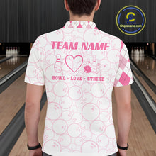 Load image into Gallery viewer, Personalized Pink Argyle Bowling Jersey For Men Custom Bowling Shirt Team Polo &amp; 1/4 Zip TDM6265