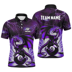 Lightning Thunder Dragon Custom Purple 8 Ball Pool Shirts For Men, Billiard Team League Jerseys TDM1758