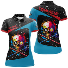 Load image into Gallery viewer, Personalized Colorful Skull 8 Ball 9 Ball Billiard Shirts For Women Custom Grunge Billiard Jerseys TDM2164