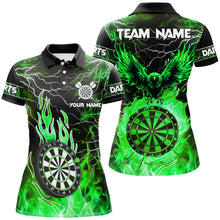 Load image into Gallery viewer, Green Dart Board Fire Flame Custom Eagle Dart Shirts For Women, Thunder Lightning Dart Team Jerseys TDM2927