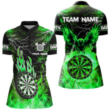 Load image into Gallery viewer, Green Dart Board Fire Flame Custom Eagle Dart Shirts For Women, Thunder Lightning Dart Team Jerseys TDM2927