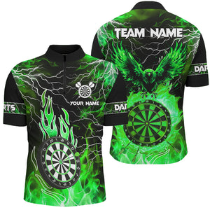 Green Dart Board Fire Flame Custom Eagle Dart Shirts For Men, Thunder Lightning Dart Team Jerseys TDM2927