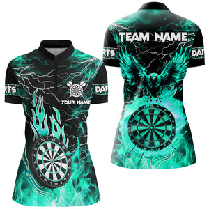 Turquoise Dart Board Fire Flame Custom Eagle Dart Shirts For Women, Thunder Lightning Dart Jerseys TDM2928