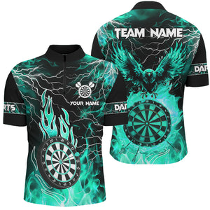 Turquoise Dart Board Fire Flame Custom Eagle Dart Shirts For Men, Thunder Lightning Dart Jerseys TDM2928