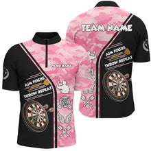 Load image into Gallery viewer, Aim Focus Throw Repeat Custom Pink Camouflage Darts Shirts For Men, Funny Saying Dart Jerseys TDM2930