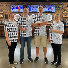 Load image into Gallery viewer, Aim Love Darts Custom Black Argyle Women Darts Polo &amp; 1/4 Shirt, Funny Darts Shirts Dart Team Jersey TDM5662