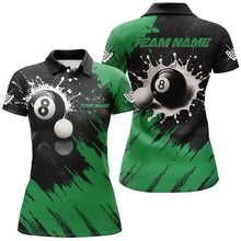 Load image into Gallery viewer, Personalized 8 Ball Pool Paint Splash Billiard Shirts For Women, Unique Billiard Pool Jerseys |Green TDM2168