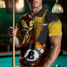 Load image into Gallery viewer, Yellow Funny 8 Ball Pool Flame Custom Lion Billiard Polo &amp; 1/4 Zip Shirts For Men Billiard Jerseys TDM2937
