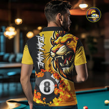 Load image into Gallery viewer, Yellow Funny 8 Ball Pool Flame Custom Lion Billiard Polo &amp; 1/4 Zip Shirts For Men Billiard Jerseys TDM2937