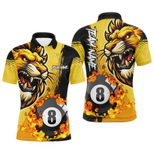 Load image into Gallery viewer, Yellow Funny 8 Ball Pool Flame Custom Lion Billiard Polo &amp; 1/4 Zip Shirts For Men Billiard Jerseys TDM2937