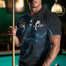 Load image into Gallery viewer, Blue Funny 8 Ball Pool Billiard Shirt For Men Custom Thunder Lightning Billiard Team Jersey TDM5397