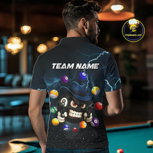 Load image into Gallery viewer, Blue Funny 8 Ball Pool Billiard Shirt For Men Custom Thunder Lightning Billiard Team Jersey TDM5397