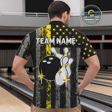 Load image into Gallery viewer, Yellow Grunge American Flag Patriotic Bowling Shirts For Men Custom Bowling Jersey Polo &amp; 1/4 Zip TDM6288