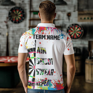 Funny Dartboards Colorful Paint Aim Shoot Swear Repeat Darts Shirt For Men Custom Darts Team Jersey TDM1585