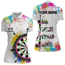 Load image into Gallery viewer, Funny Dartboards Colorful Paint Aim Shoot Swear Repeat Darts Shirt For Women Custom Darts Team Jersey TDM1585