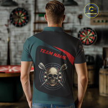 Load image into Gallery viewer, Grunge Skull And Dartboard Custom Polo Darts Shirt For Men - Darts Team Jersey NYN0700