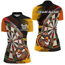 Load image into Gallery viewer, Funny Turkey Darts Polo &amp; 1/4 Zip Shirt For Women Custom Thanksgiving Dart Shirts Gift, Dart Jerseys TDM2695