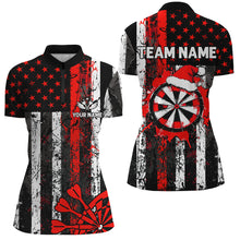 Load image into Gallery viewer, Custom White And Red Santa Christmas Grunge US Flag Women Dart Shirts Patriotic Xmas Dart Jerseys TDM2948