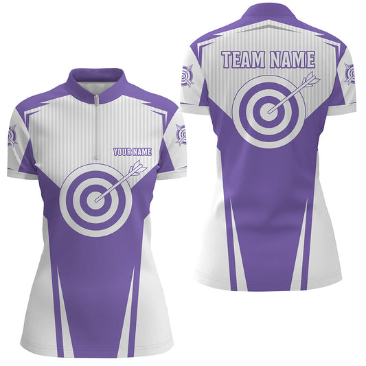 Purple Archery Jerseys Women Quarter-Zip Shirts Custom Team Name Archery Uniform Jerseys TDM0705