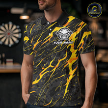 Load image into Gallery viewer, Black Yellow Skull Lightning Splash Darts Shirt For Men Custom Darts Jersey Team Polo &amp; 1/4 Zip TDM5893