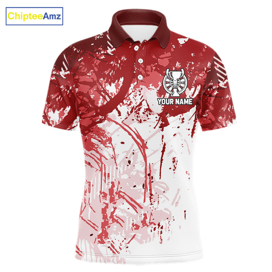 Personalized Red Grunge Darts Jerseys For Men Custom Darts Team Shirts Polo & Quarter Zip TDM5894