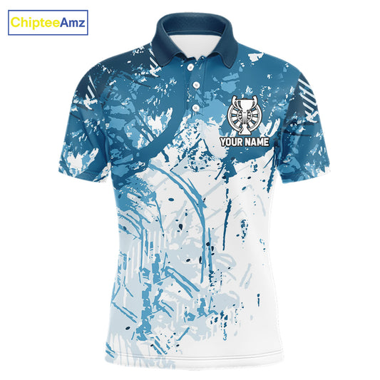 Personalized Blue Grunge Darts Jerseys For Men Custom Darts Team Shirts Polo & Quarter Zip TDM5895